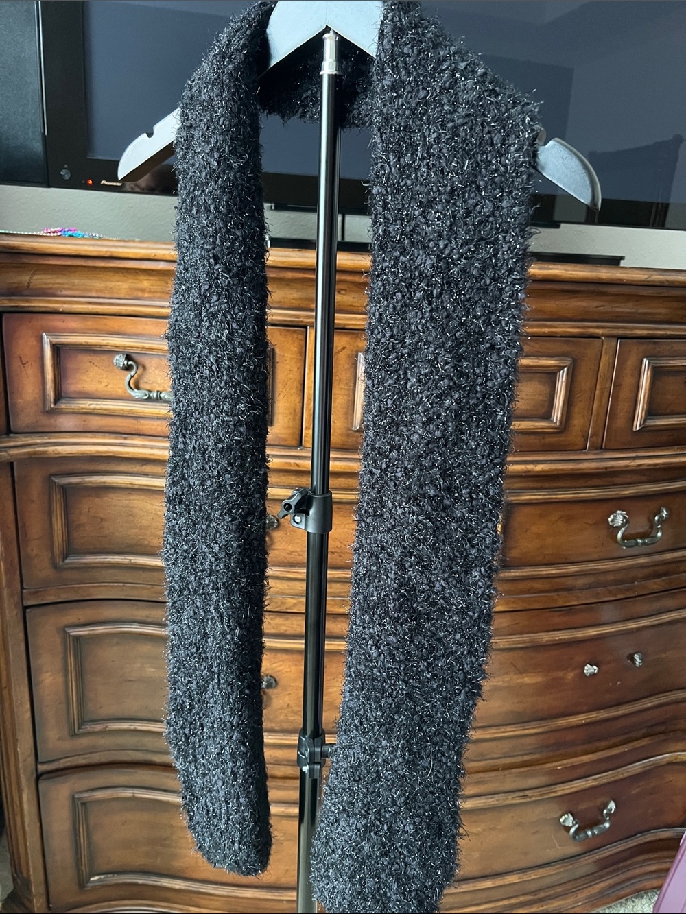 Cozy Black Fuzzy Scarf